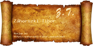 Záhorszki Tibor névjegykártya
